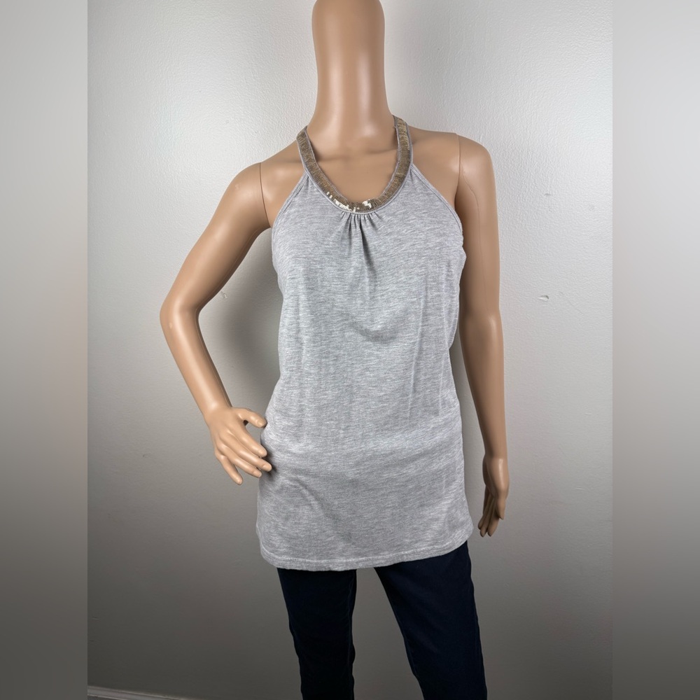 Women's Charlotte Russe Sequin Tank Top Size Medium Gray Gold Sequins Y2K Club